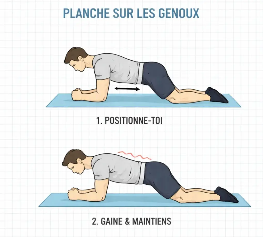 planche sur genoux version facile pour renforcement abdos