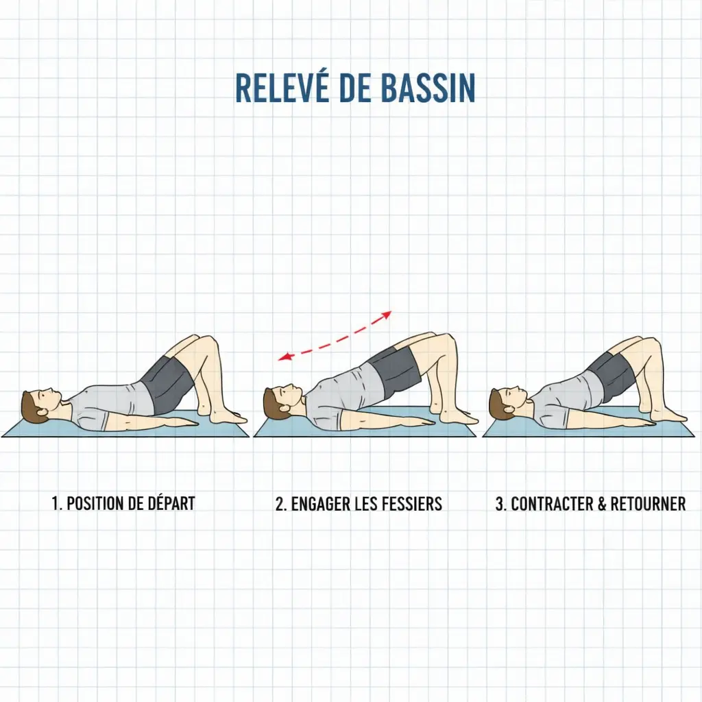 relevé de bassin exercice abdos bas du ventre débutant