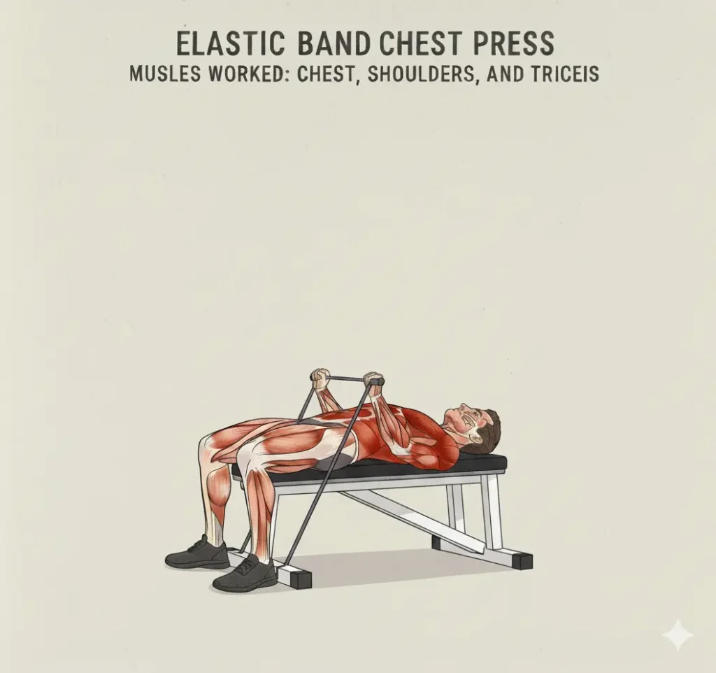 développé pectoraux avec élastique exercice musculation maison