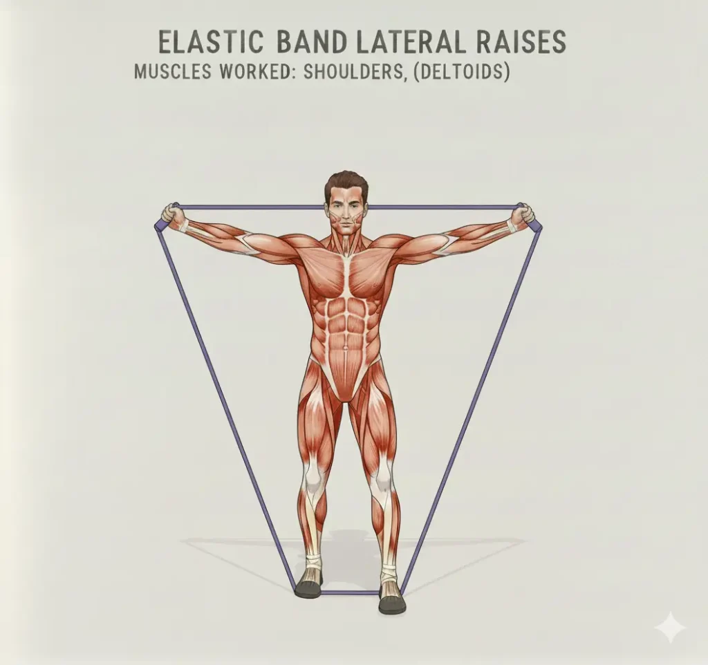 élévations latérales avec élastique pour muscler les épaules
