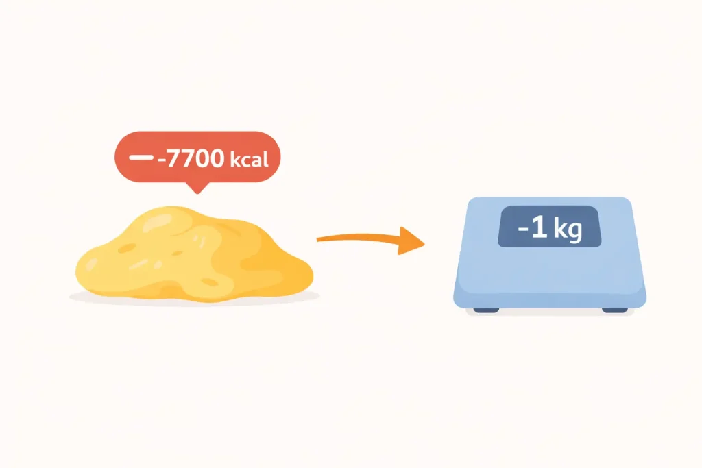 déficit calorique nécessaire pour perdre 1 kg de graisse
