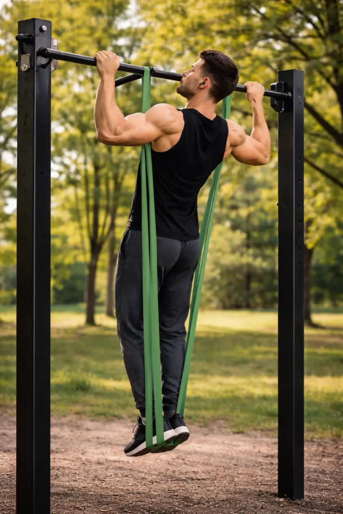 tractions assistées avec élastique pour progresser rapidement
