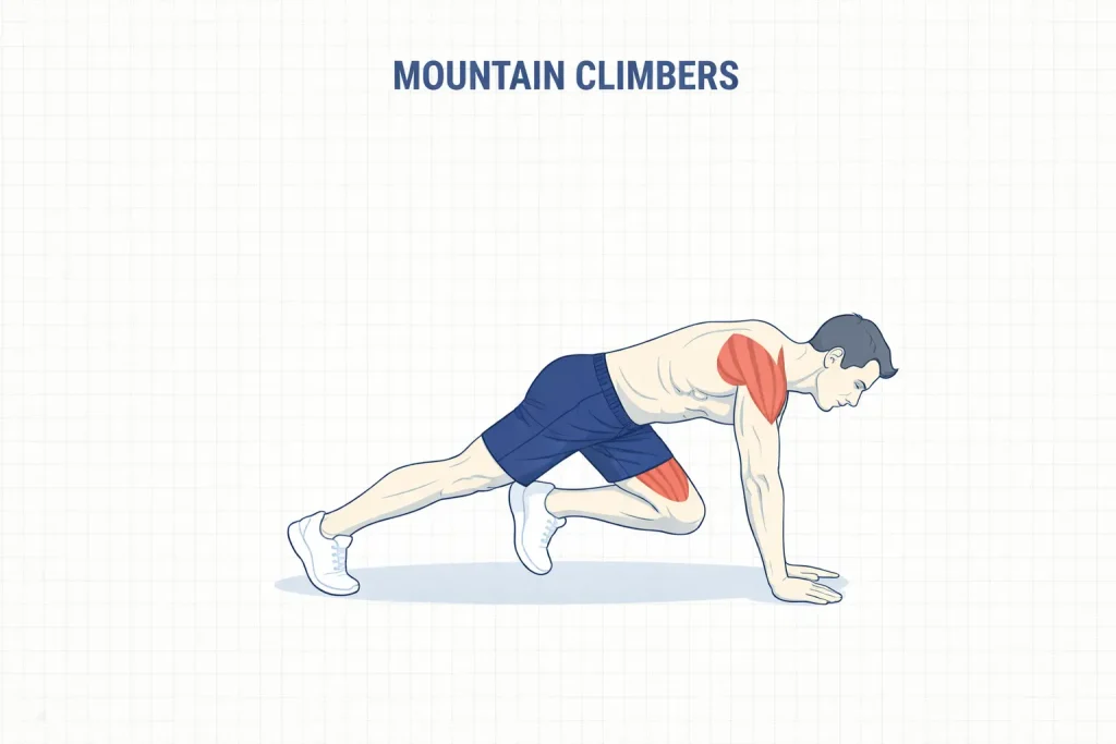 mountain climbers exercice cardio pour perdre du ventre à la maison