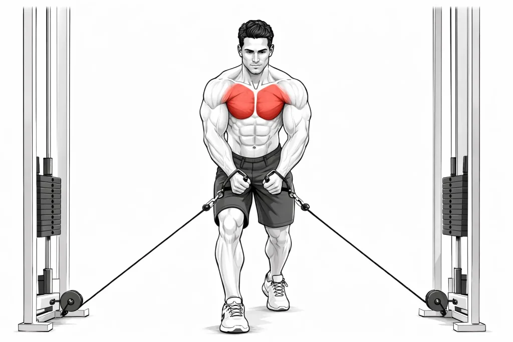 croisé poulie basse exercice haut des pecs musculation salle