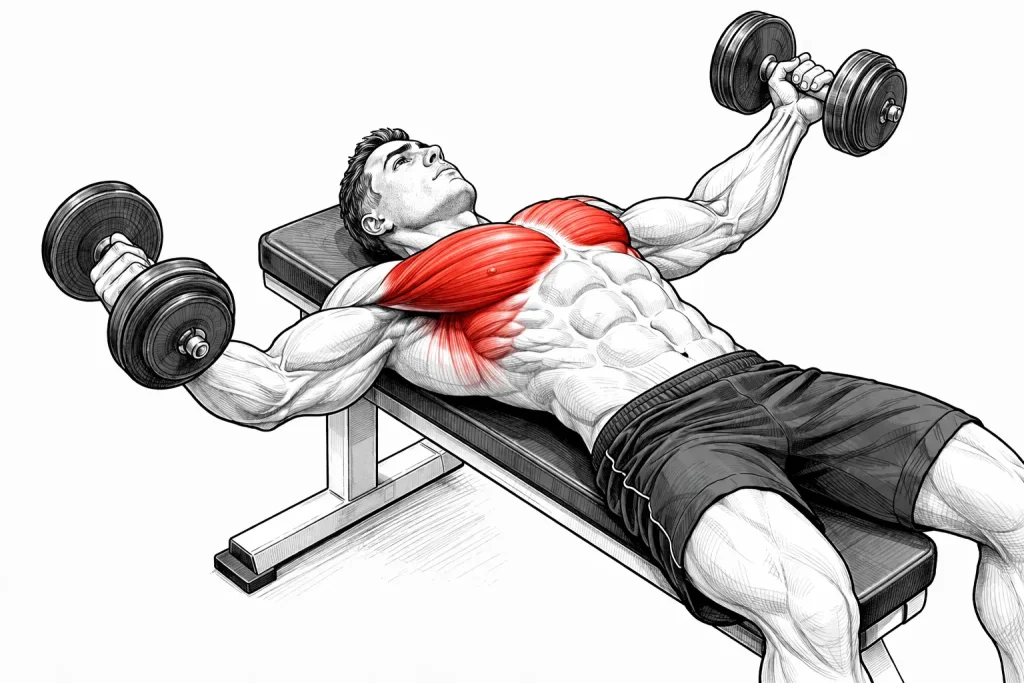 écarté haltères couché exercice isolation pectoraux musculation