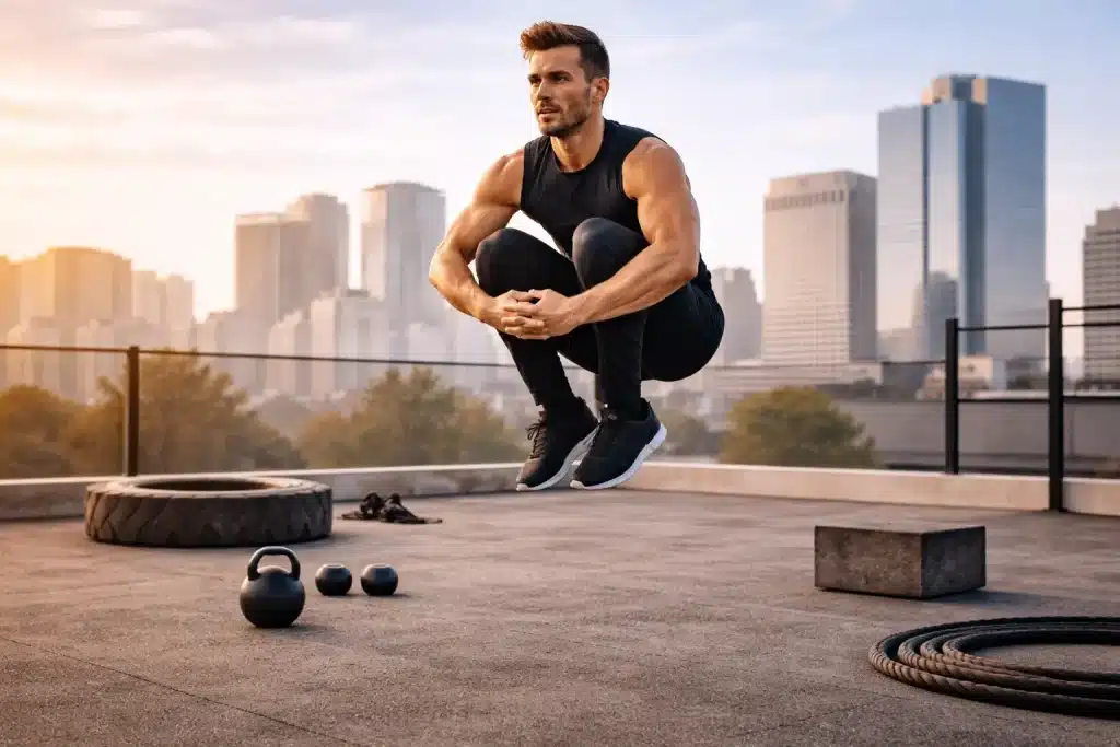tuck jumps exercice hiit saut genoux poitrine cardio