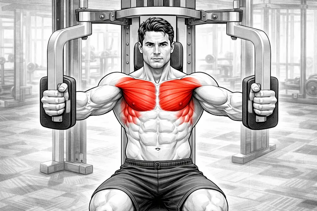 pec deck machine butterfly exercice pectoraux débutant salle de musculation