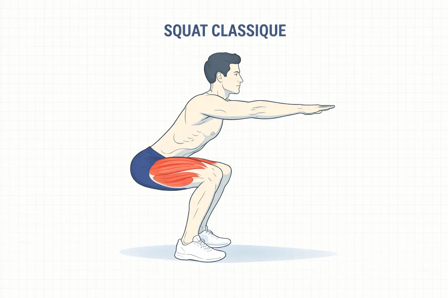 squat classique exercice jambes quadriceps programme musculation sans matériel