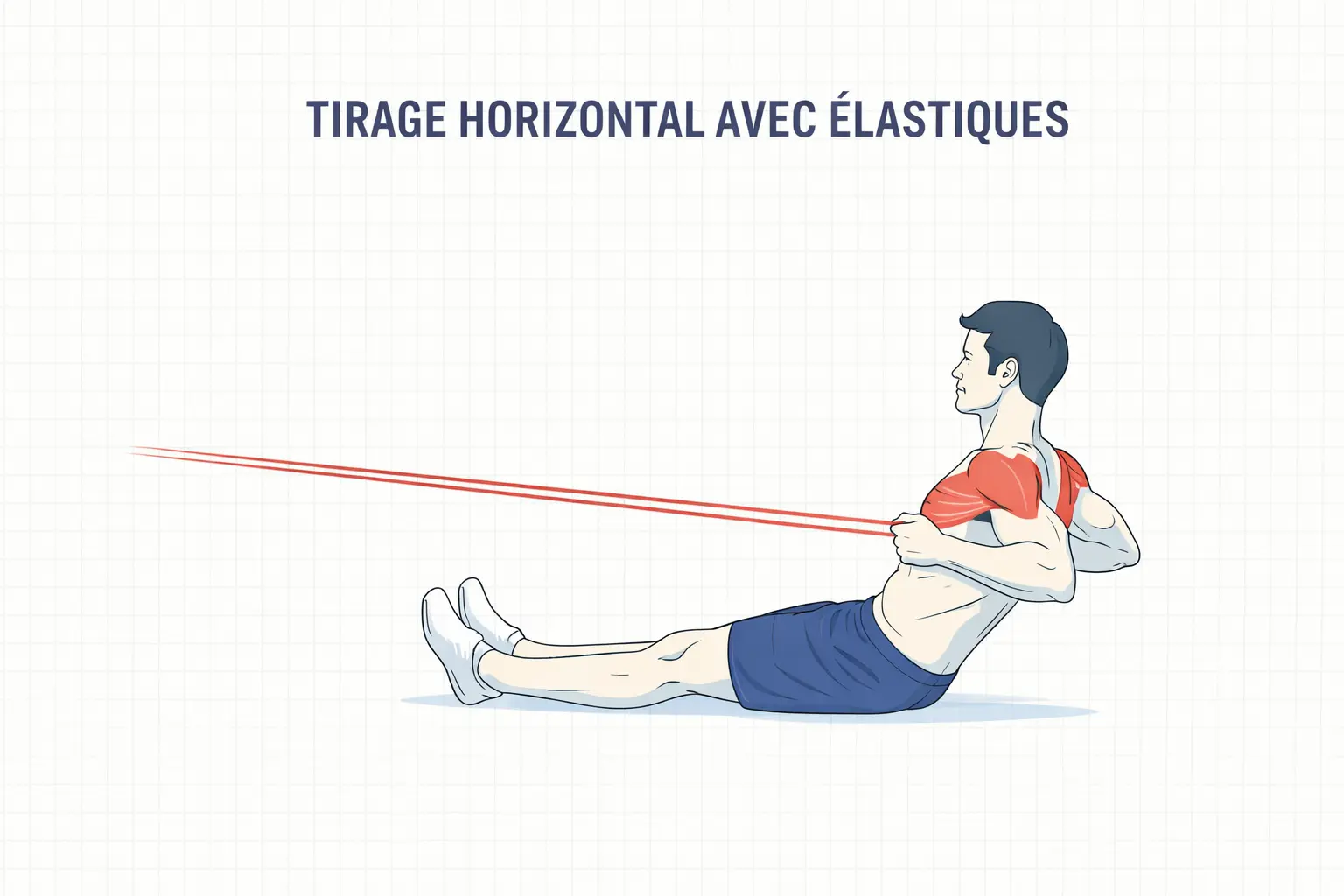 tirage horizontal élastiques exercice dos maison musculation sans matériel