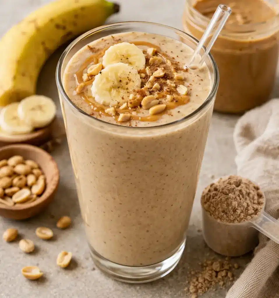 smoothie protéiné banane et beurre de cacahuète