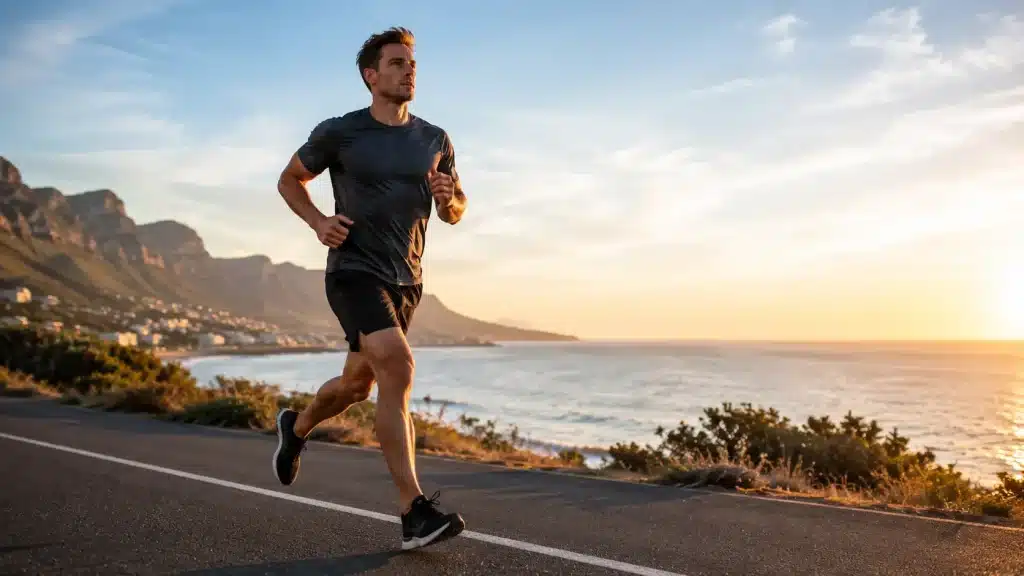 Homme pratiquant la course à pied, un sport efficace pour brûler des calories et favoriser la perte de gras.
