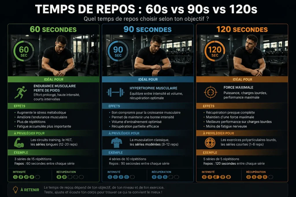 Comparatif des temps de repos entre les séries pour optimiser la prise de muscle