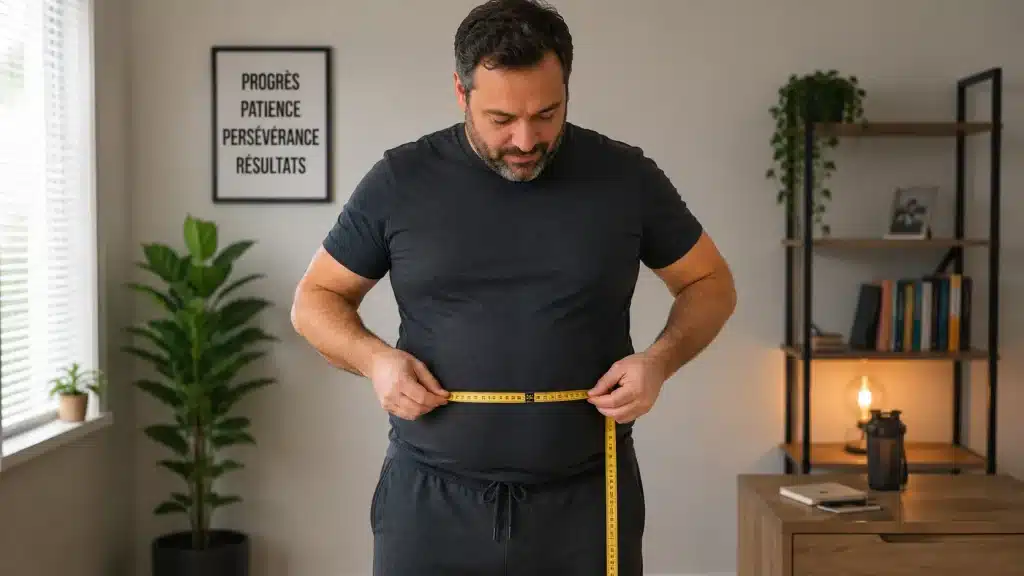 Mesure du tour de taille pour suivre la perte de graisse abdominale lors d'un programme minceur