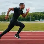Homme effectuant un sprint explosif en extérieur pour améliorer les performances physiques et la réponse hormonale