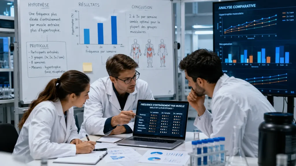 Scientifiques analysant la fréquence d’entraînement optimale pour favoriser la croissance musculaire