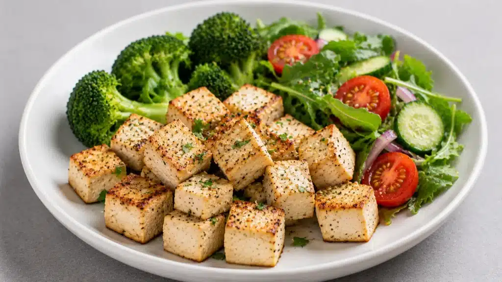 Tofu ferme grillé, source végétale riche en protéines et faible en calories