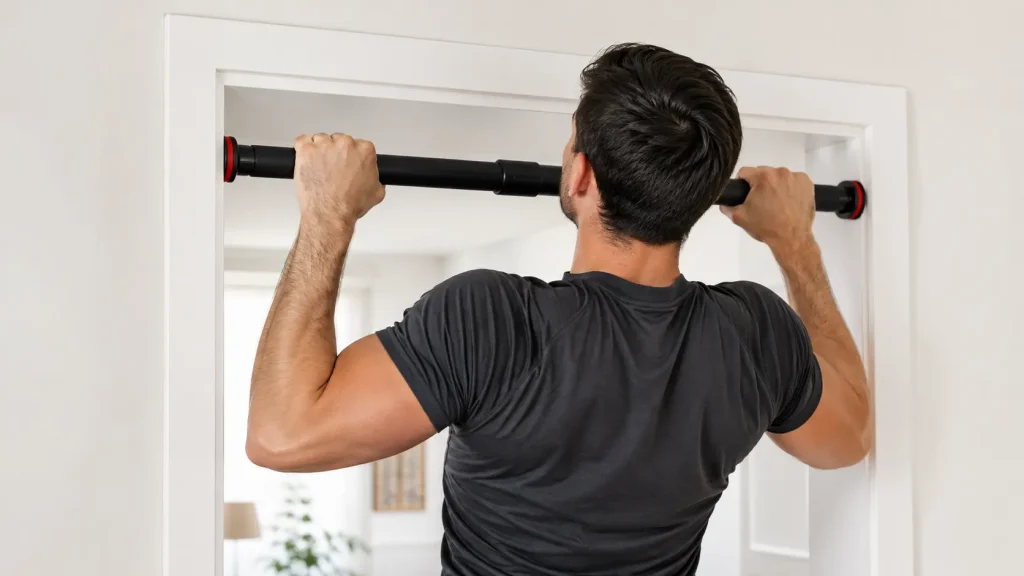 Exercice sur une barre de traction pour cadre de porte à la maison