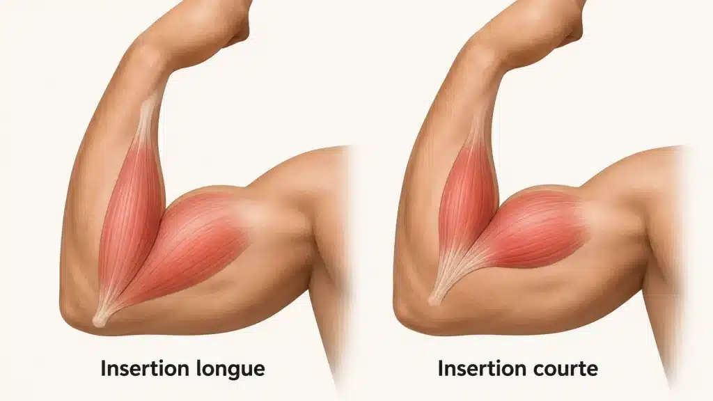 Comparaison entre une insertion longue et une insertion courte du biceps