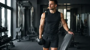 Homme athlétique pratiquant la musculation pour une recomposition corporelle