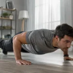 Homme faisant des pompes à la maison